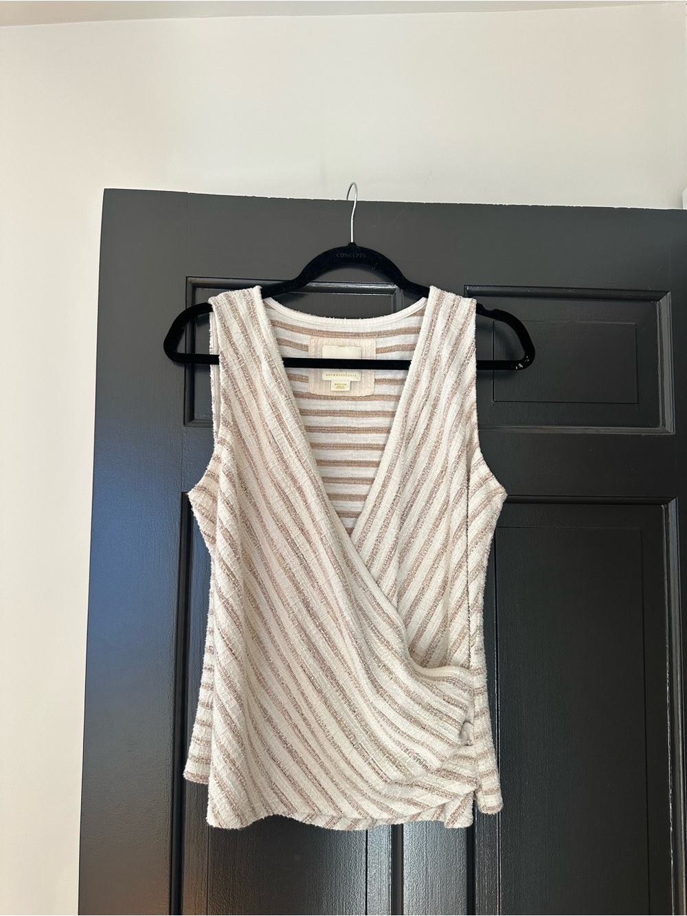 Maeve Anthropologie Striped Draped Wrap Front Sleeveless Top Medium
